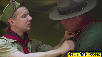 Preview 2 of Chaines Xxx Moves - Scoutmaster Tyler Saint is teaching scout boy Serg Shepard some first aid,  but the intimate moment leads to hardcore gay sex in a tent!