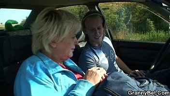 Preview 2 of Put A Belly - Old bitch gets nailed in the car by a stranger