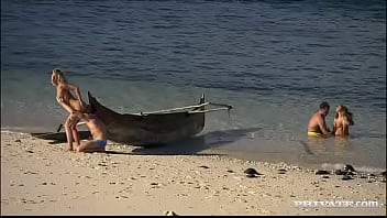 Preview 3 of Virintg - Lauren May and Christina Find Some Guys on the Beach and Have Anal Sex