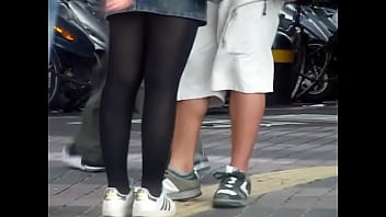 Preview 3 of Sart Oilsex - black pantyhose miniskirt