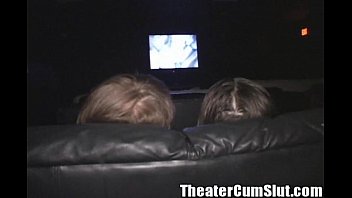 Preview 2 of Mom Dick Flas - Brunette cutie April Gets Fucked in a Porn Theater