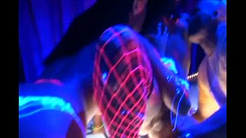 Preview 2 of Ginna Jolie - Neon MFF threesome in fishnet lingerie and heels