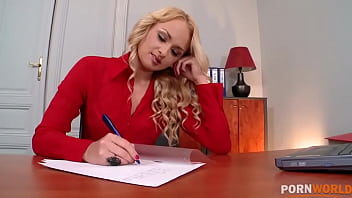 Preview 1 of Use Of Trimer - Long-legged secretary gets her asshole filled with cock &amp_ pussy with toy GP1124