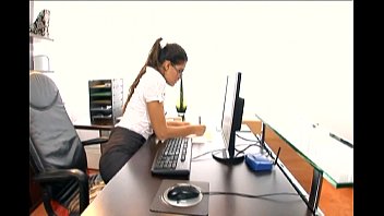 Preview 1 of Sunny Leone Gay Fimly Sex - Nerdy secretary fucked in stocking and a garter