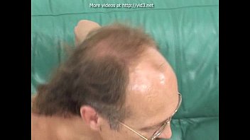 Preview 3 of Sissy Pounding 2 - Girl gives a footjob to an old guy