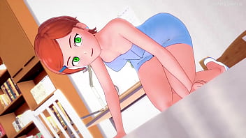 Preview 1 of Cellar Porn - Gwen (Ben 10) se quita la toalla para coger (version adulta)