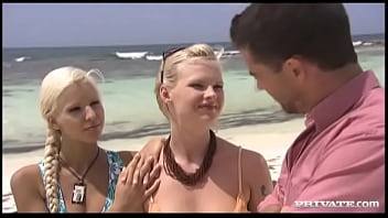 Preview 2 of Amarican Big Figer Sex Hd Video - Boroka Balls and Tarra White on Tropical Beach Having an Anal Threeway
