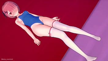 Preview 1 of Porno Force - A Ram le gusta hacer pajas con los pies (traje de ba&ntilde_o versi&oacute_n)