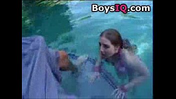 Preview 1 of Mid Night Husband And Wife - Pale chick hammered by the pool - free porn video