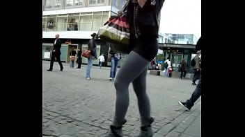 Preview 3 of Julieebabbyy - Candid girl in short skirt grey leggings and high heel ankle boots