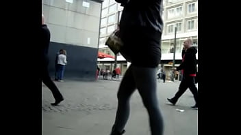 Preview 4 of Julieebabbyy - Candid girl in short skirt grey leggings and high heel ankle boots