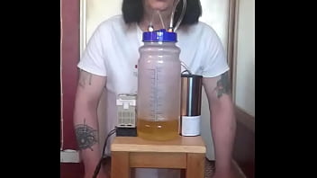 Preview 4 of Panty Loving Abbi - bisexual crossdresser with his portable cow milking machine part 4