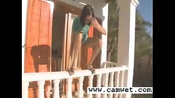 Preview 3 of Taking Advantage Of Step Mom - Girl peeing off the porch