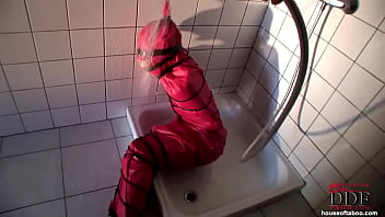 Preview 3 of Cum Teen Clothed - Sexy babe bound &amp_ wrapped