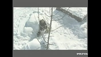Preview 4 of Messag Mother - Sabrina Sweet Gives Masked Man a Deepthroat Blowjob Outdoors in Snow