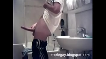 Preview 4 of Hotal Keeping - Boy big dick - handjob in the bathroom