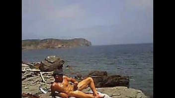 Preview 2 of Crazy Threesome Fuck In Public - strip on the rocks