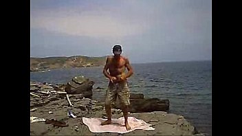 Preview 1 of Crazy Threesome Fuck In Public - strip on the rocks