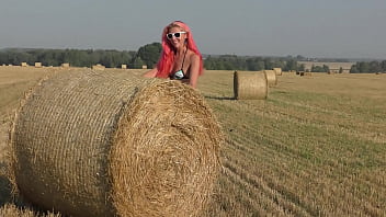 Preview 1 of Pregnant Indian Women In Saree - Bikini,  hay rolls and field