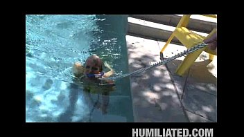 Preview 2 of Geena G - Addison chained up and shoved in a pool