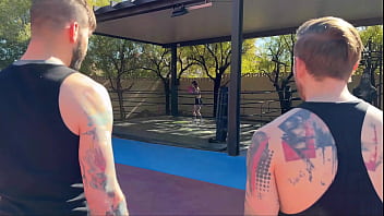 Preview 1 of Women Massage By Boy - Girl Boxer Gets Spitroasted and Double Cumloads! Bi MMF Threesome - Steve Rickz,  Buck Richards,  Awlivv