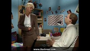 Preview 1 of Turk Liseli Okulda Sesli Sikis - German classic horny mature woman in the office
