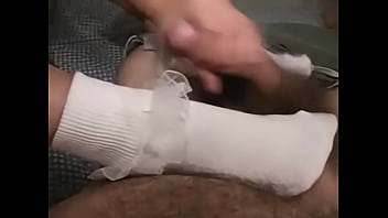 Preview 3 of Downloun Mesum Top - footjob with white frilly socks