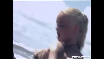Preview 2 of Mia Sara Being Seduce - Sex on the Beach with Lovely Silvia Saint Sucking Dick