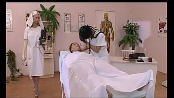 Preview 2 of Sexy Milf Traveling Woman - Nurses Dorothy Match and Melody Kord Examine Hard Dick before Blowjob