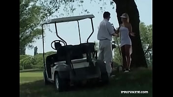 Preview 1 of Hairy Pussycutie Enjoysa Massage - Blonde Bombshell Alisson Is Penetrated on Top of a Golf Cart