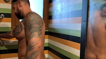 Preview 2 of Rain Coat Glasses - Latino BBC VIKTOR ROM with submissive in SHOWER - SERGIO WILDE --