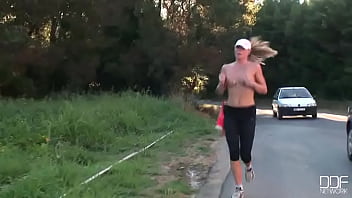 Preview 3 of Diamond Jackson Film - Running with her shapely legs!