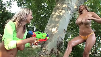 Preview 3 of Canings Mistress - Playful busty babes get wet allover