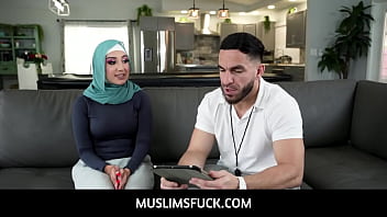 Preview 2 of Chat Sex Men - MuslimsFuck  -  Arab teen maid with hijab Violet Gems caught stealing money by her client