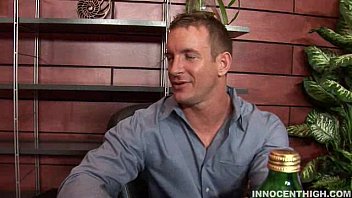 Preview 1 of Felicia Clover Oil - curly brunette teen riding the principal