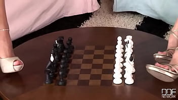 Preview 1 of Nice Mom Creampie - Hot lesbian chess game in bed