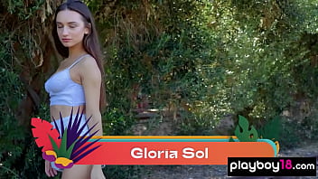 Preview 1 of Anal Agresivo - Big boobed naked Ukrainian brunette babe Gloria Sol posing by the rails
