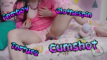 Preview 1 of Stw Montok - Femboy Clothespin CBT Cumshot (teaser)