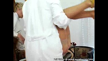 Preview 3 of Crot Bnyk - Gardener Pisses and Fucks Two Sexy Ladies in Silk and Satin Ensembles
