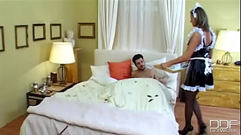 Preview 1 of Amateur And Amateur Boy - French Maid,  breakfast in bed.