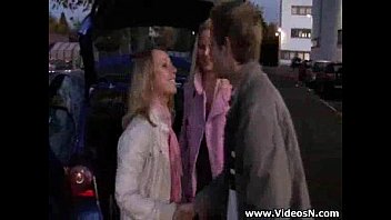 Preview 1 of Mia Malkova Close Up Anal - Two girls fucked by a stranger at the parking lot