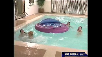Preview 1 of Young Girl Spy Masturbation - Six teen lesbian pool part orgy