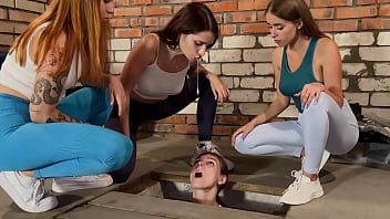 Preview 1 of Www Aloha Free Porn - Three Girls Spitting On A Slave Captive In Dirty Basement