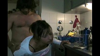 Preview 2 of Sis And Bro Fuck At Night Sleep - Couple having sex in kitchen