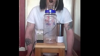 Preview 2 of Alice Markc - bisexual crossdresser with his portable cow milking machine part 1