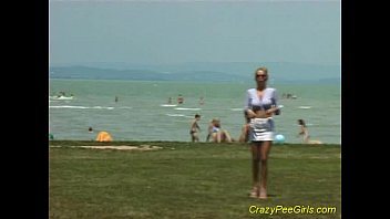 Preview 1 of Suami Selingkuh Adik Ipar - Crazy pee girl on the beach