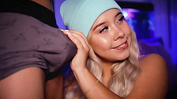 Preview 3 of My Little Sister Homed Sex Video - Horny blonde seduces a cock close to the camera