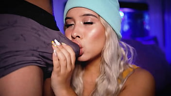 Preview 1 of My Little Sister Homed Sex Video - Horny blonde seduces a cock close to the camera
