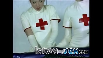Preview 1 of Porn Indin Mom Son - Latex nurses treat a rubber gas mask guy