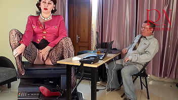 Preview 2 of Indra Aunty Road - Giantess secretary seduces her boss,  shows her pussy,  tits and masturbating her cunt.